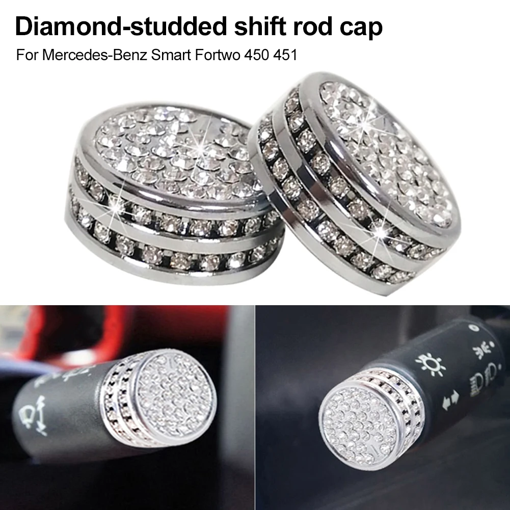 

2PCS Car Accessories Light Switch Gear Cover Diamond Lever Cover Cap for Benz Smart Fortwo W450 1998-2007 W451 2007-2014