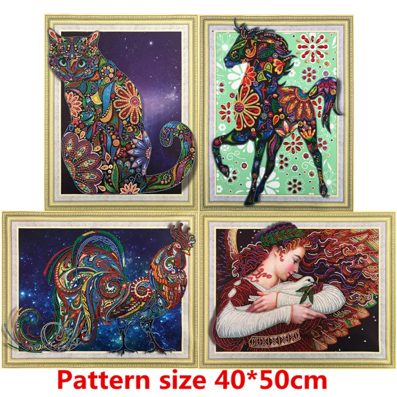 5D DIY Diamond Painting Character Animal Pattern Special Shape Cross Stitch Crystal Round Mosaic | Дом и сад
