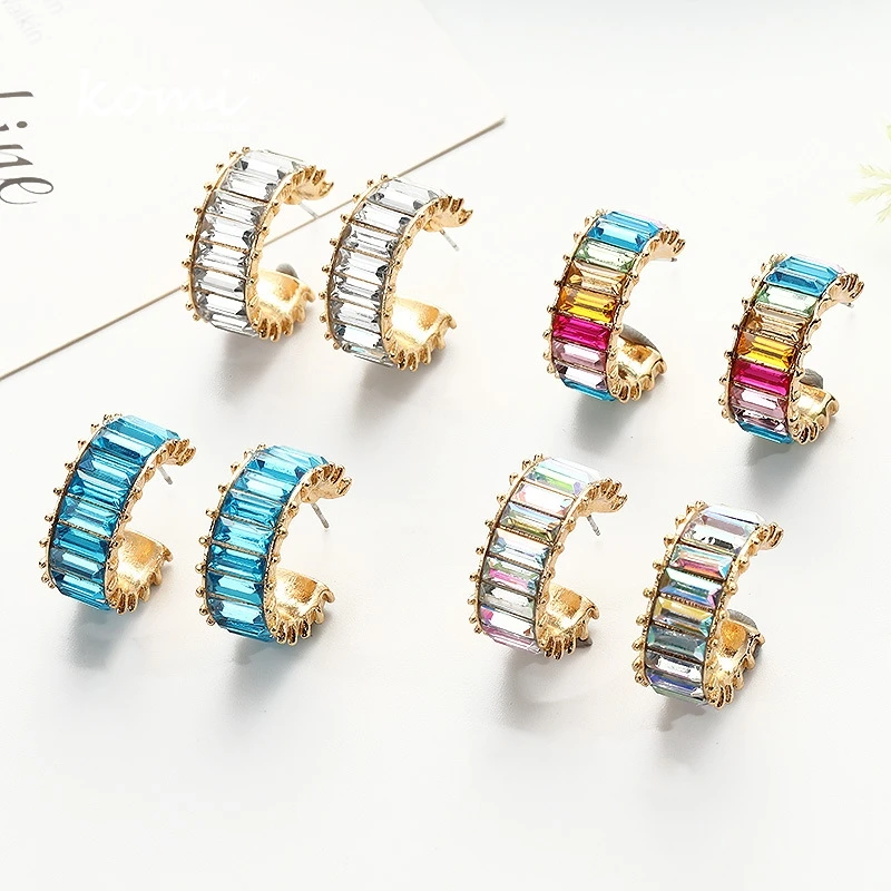 Серьги подвески с кристаллами прямоугольные шестигранные K1145|Серьги-подвески| |