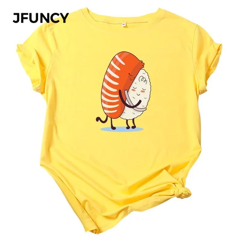 Женская футболка JFUNCY с забавным дневным рисунком летние хлопковые футболки