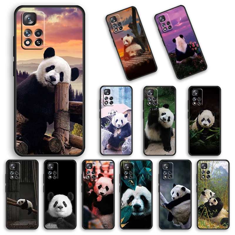 

Panda Cute Kawaii Animal For Redmi 10 8A 9 K40 K30i 9T 10T K30T 9AT 9i 10X GO 7A K20 Silicone Pro Ultra Black Phone Case