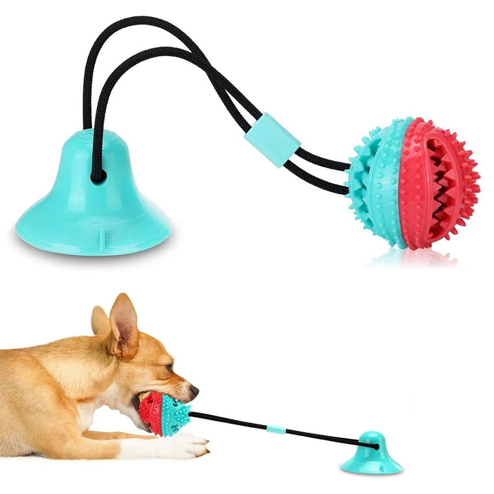 

Dog Toys Silicon Suction Cup Tug Interactive Dog Ball Toy for Pet Chew Bite Tooth Cleaning Toothbrush Dog Toys