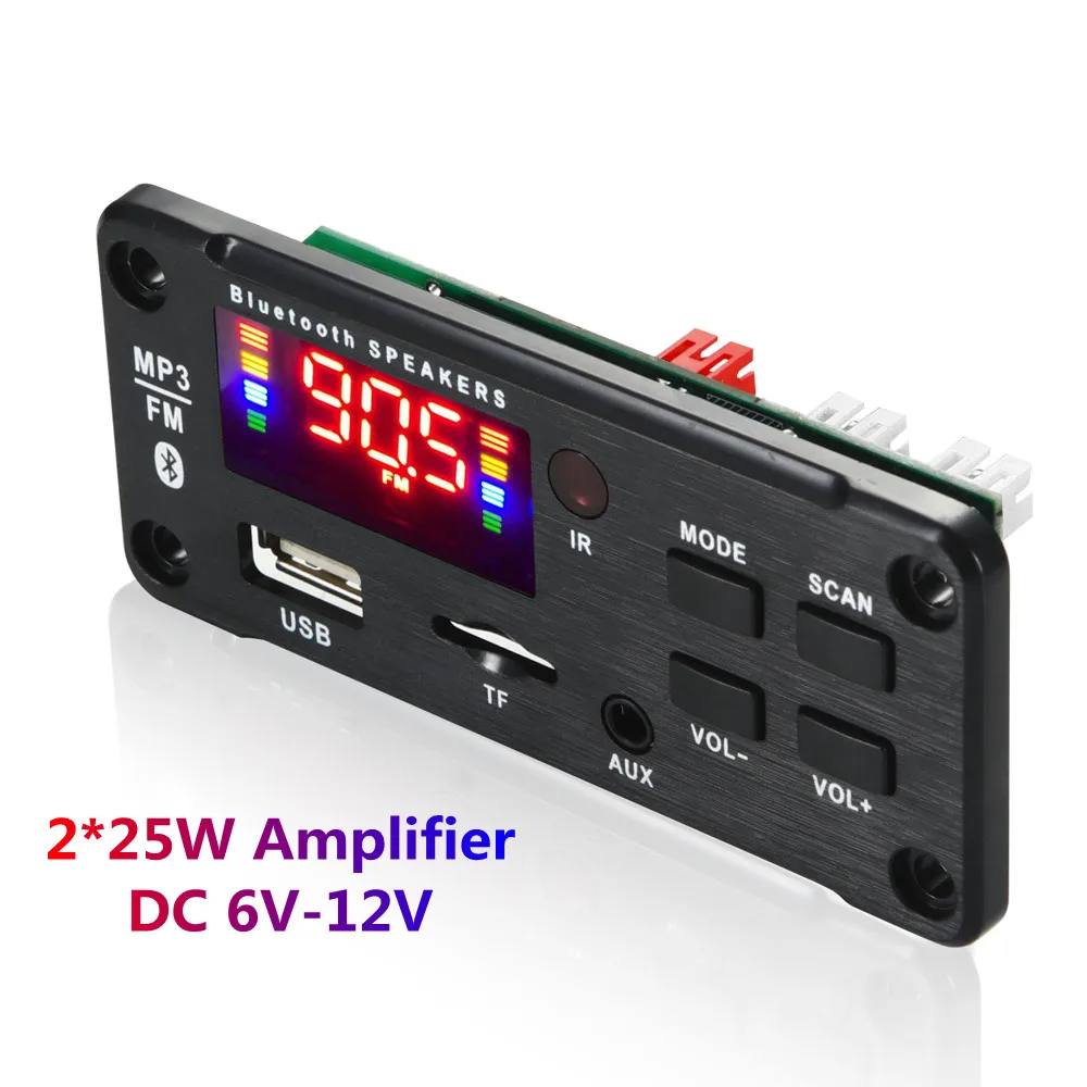 

DC 6V 12V 50W Amplifier MP3 Decoder Board Bluetooth V5.0 Car MP3 Player USB Recording Module FM AUX Radio For Speaker Handsfree