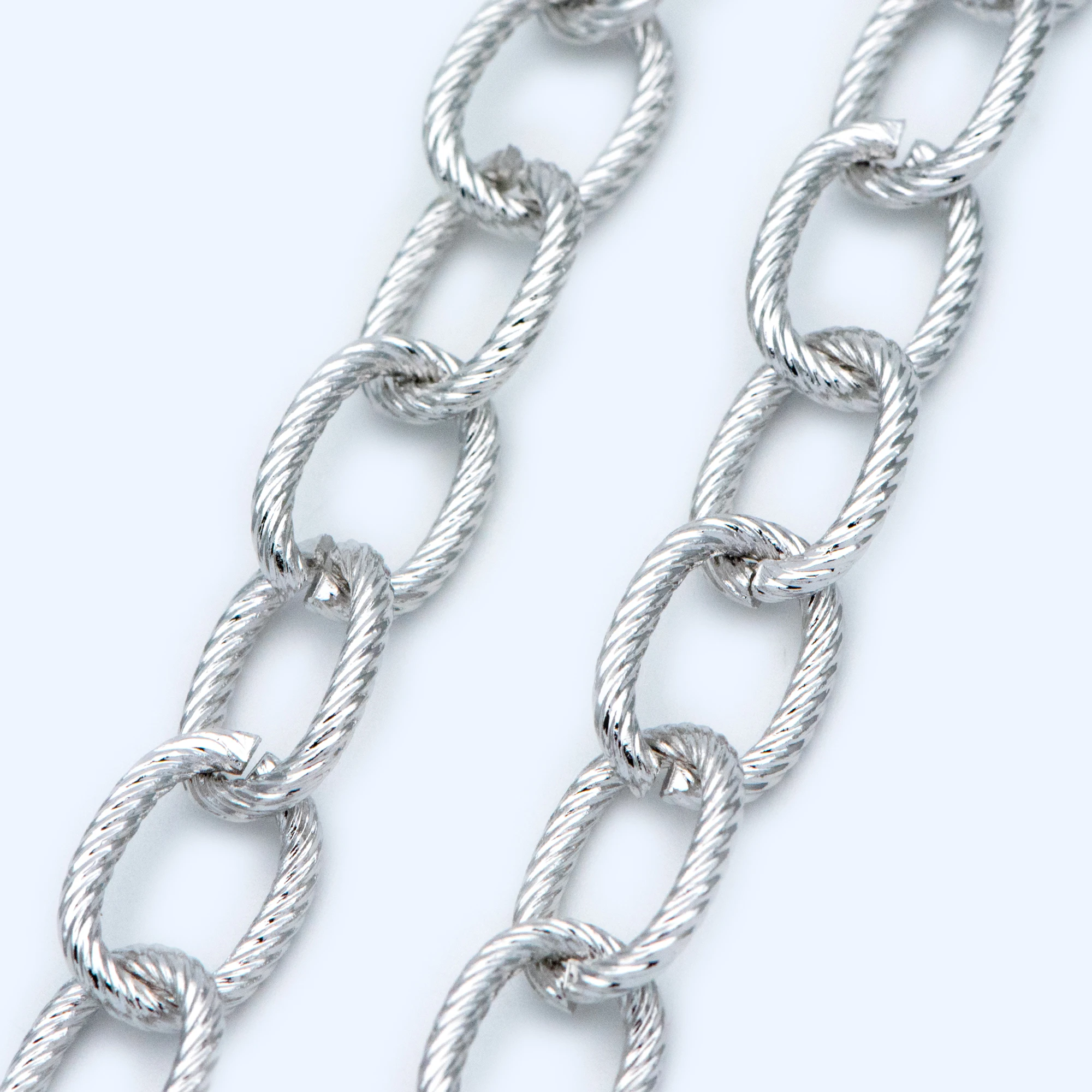 Silver Tone Chunky Cable Chains, Oval Link Size 10x15mm, White K Plated Iron, For Necklaces Bracelets DIY Jewelry Making