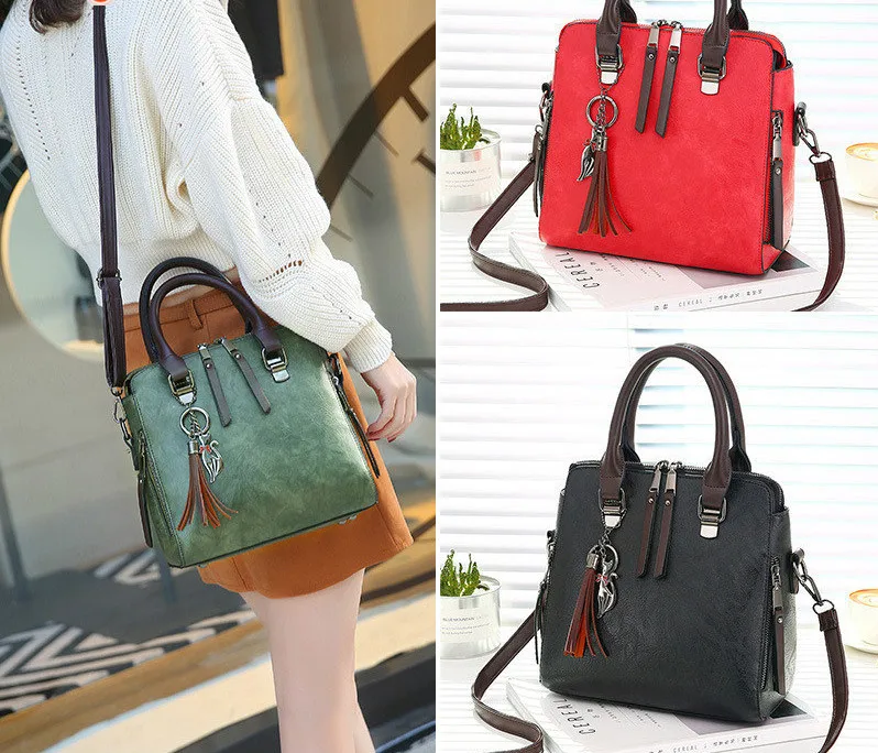 

Vintage Cat Tassel Luxury Handbag Women ladies hand Bags Double Zipper Crossbody Bags Shoulder sling Bag Casual Shell Tote Ladie