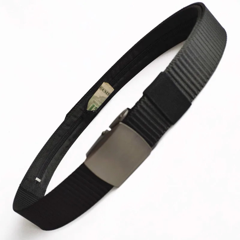 High Quality Canvas Men Belt New Alloy Buckle Nylon Hidden Money Belt Women's Outdoor Zipper Hidden Wallet Safety Belt