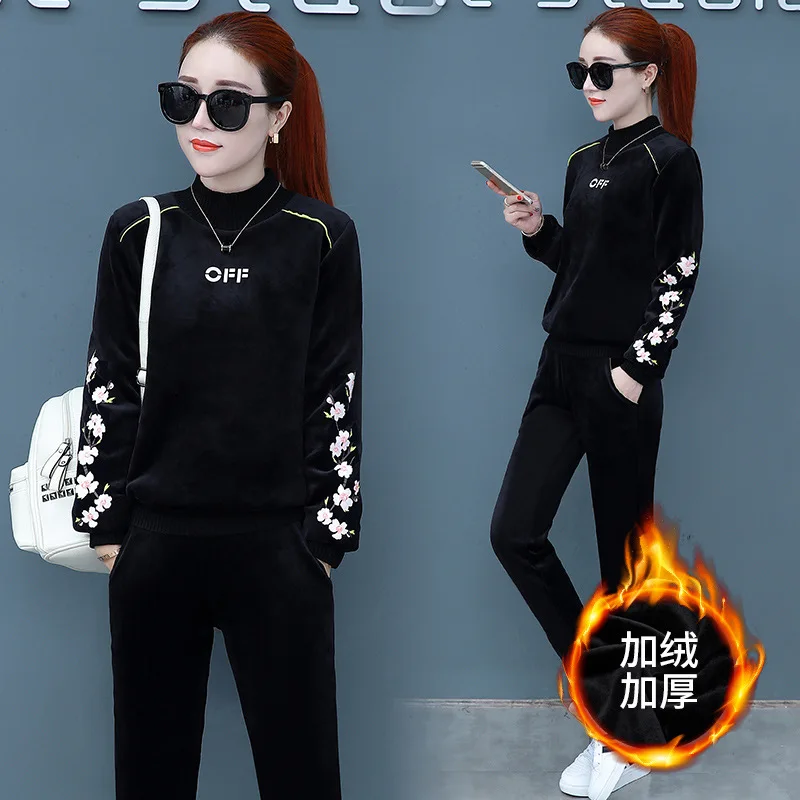 Зимний утолщенный повседневный костюм для женщин новинка 2018 корейский стиль