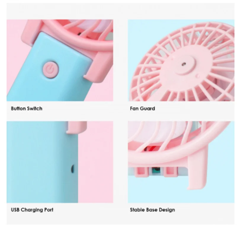 

Hand Held Folding Mini Fan Silicone Circle Small USB Charging Cartoon Rechargeable Portable Fans Plastic FS43