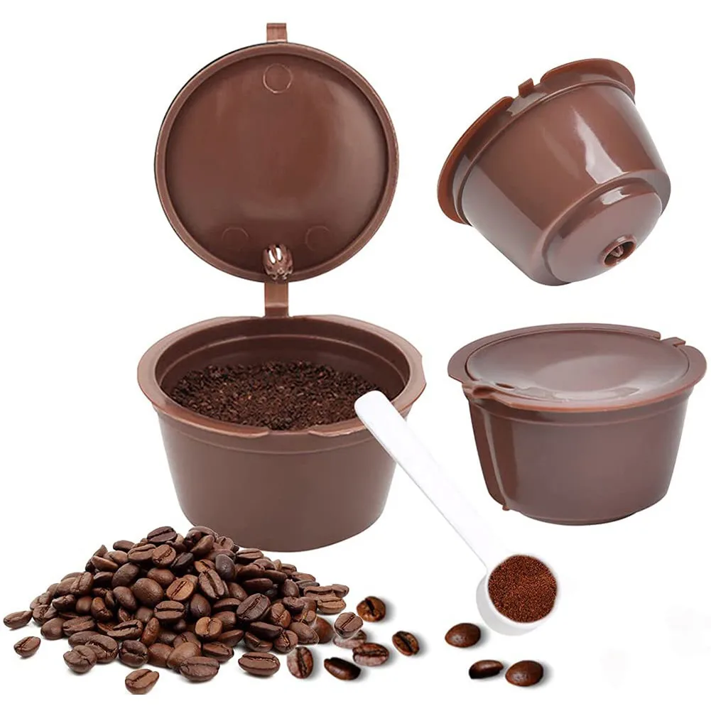 

4pcs Coffee Capsule Cup With Spoons For Coffee Maker Dolce Gusto Reusable Filter Pod Coffee Machine Accessories