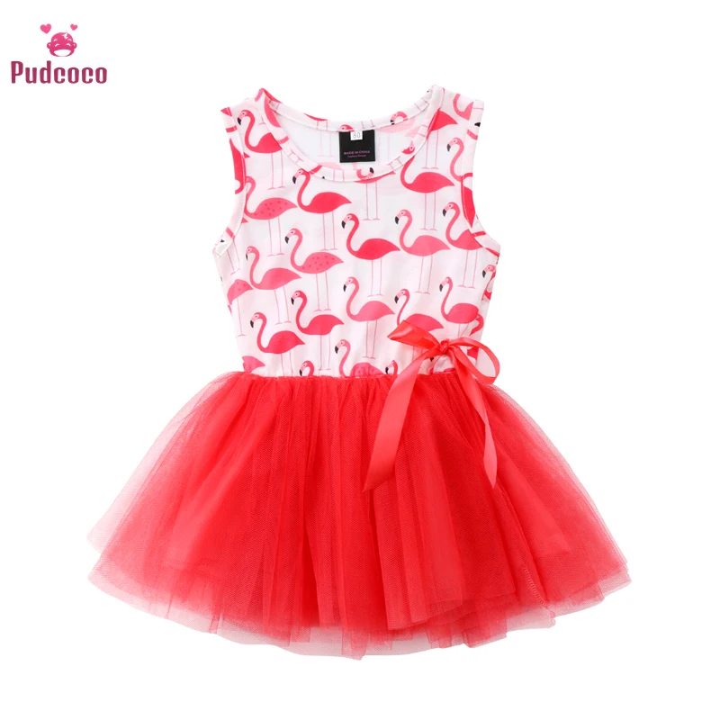 

Pudcoco 2020 летняя одежда для малышей Одежда для маленьких мальчиков в виде фламинго Платье с фатиновой юбкой без рукавов наряды; Одежда из хлоп...