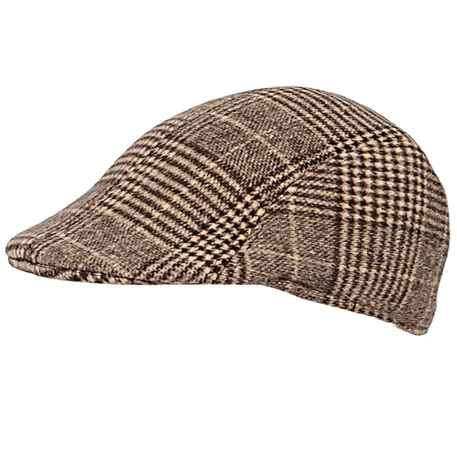 Classic Men's Cotton Plaid Flat Cap 
