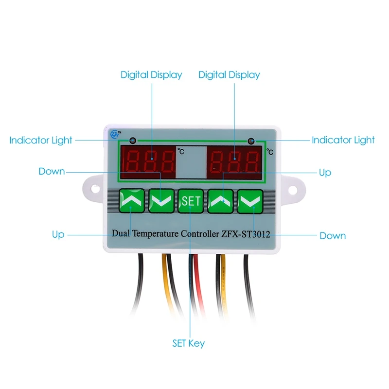 

AC 220V Digital LED Dual Thermometer Temperature Controller Thermostat Incubator Control Microcomputer Dual Probe