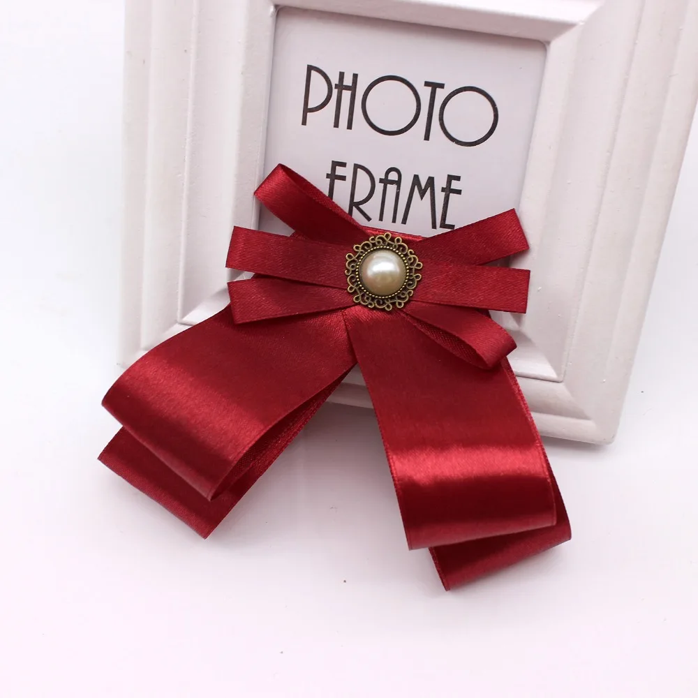 Винтажная брошь в стиле ретро форме банта и рубашки тканевая бутоньерка с иглой