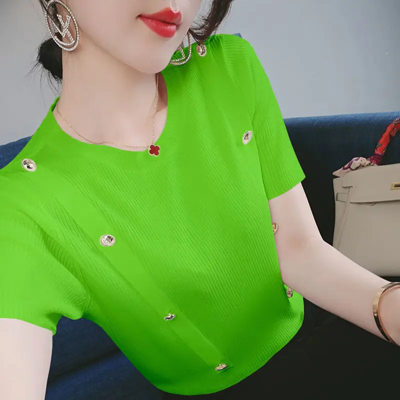 

2021 summer ice silk short sleeve T-shirt