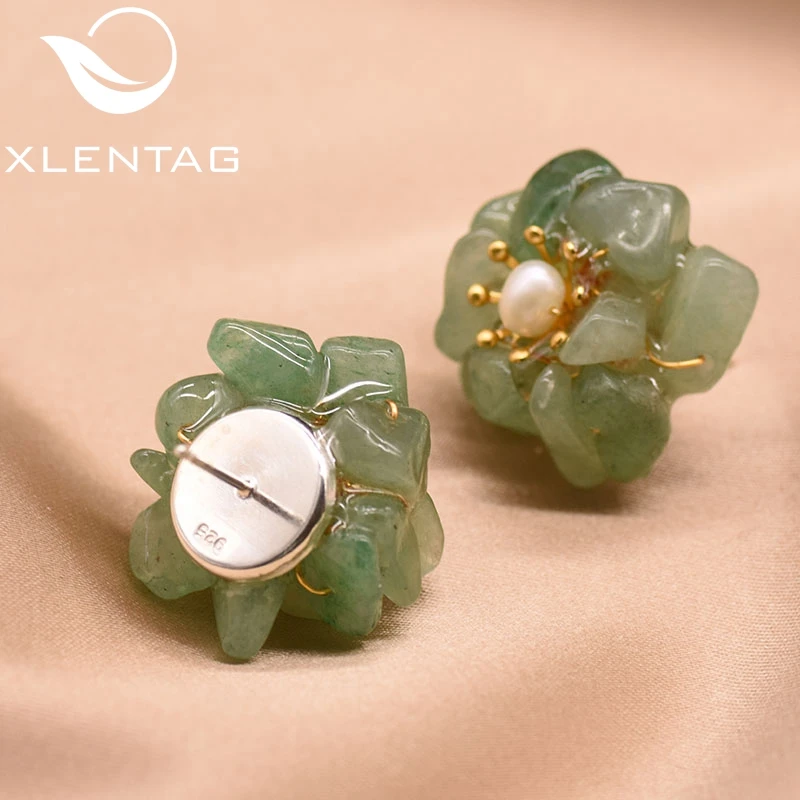XlentAg дизайнерские серьги-гвоздики из натурального аметиста и турмалина для женщин, женские 925 пробы серебряные серьги, ювелирные изделия GE0019A