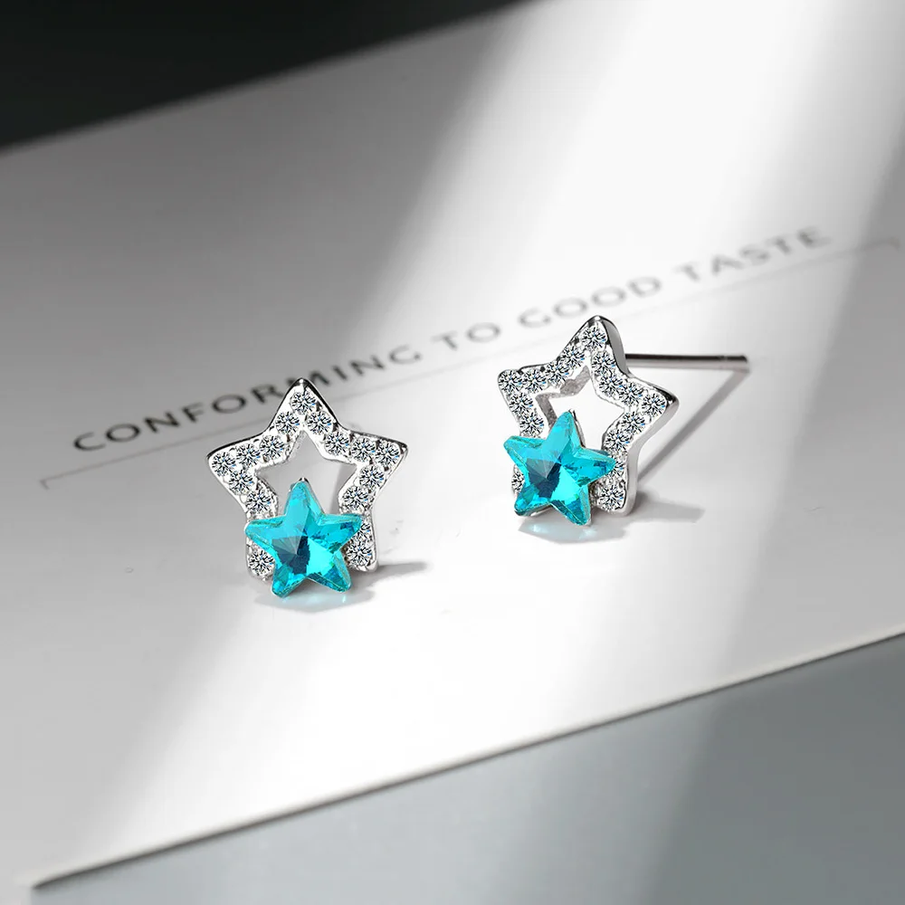 Женские серьги гвоздики MEETSOFT модные из стерлингового серебра 925 пробы с