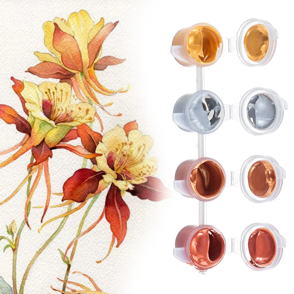 Акриловая краска металлического цвета для рисования на стену 1 комплект