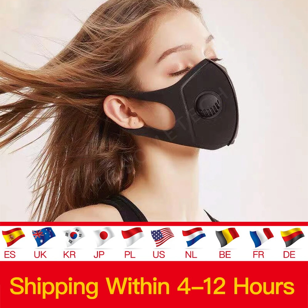 

Reusable Sponge Dust Masks with Filter Pad Breathing Valve Washable Face Mask + PM2.5 Activated Carbon Filters Muffle Respirator