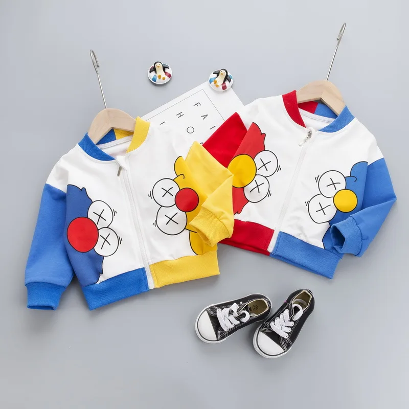 

2020 autumn Spring New boys girls Coat Jacket Cotton Baby boy girl Letters cartoon print Zip Outerwear Kid Clothes for 0-4years