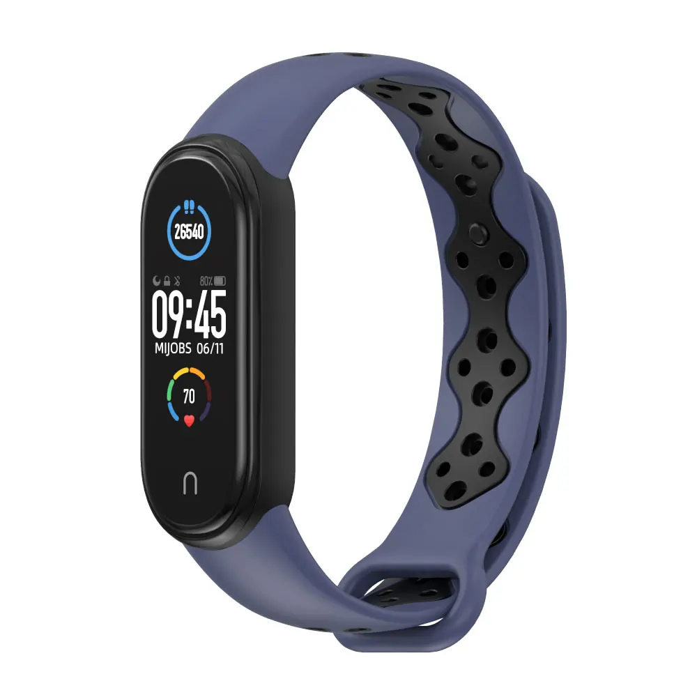 Силиконовый браслет из ТПУ Для xiaomi mi band 5 однотонный двухцветный сменный ремешок