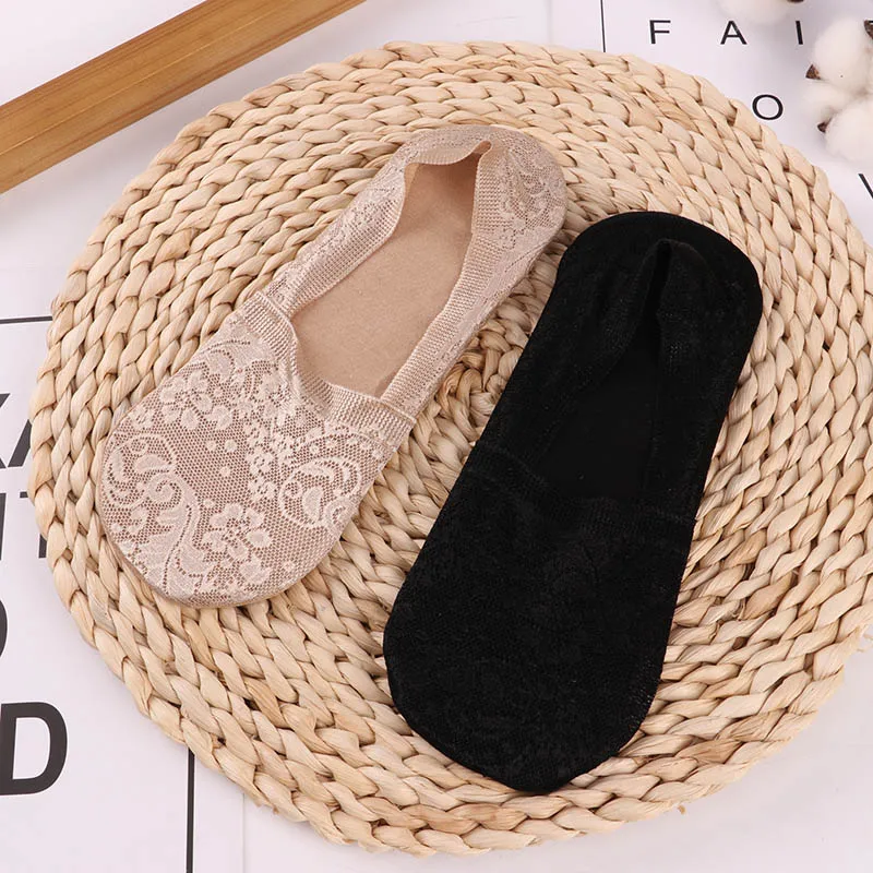 2 pairs as pic 1/2 пар модные женские носки для девочек летние носки Стиль кружевное платье с ц веточным рисунком короткие носки противоскользящ ие Невидимый лодыжки носки с принтом носки-Тапочки - Цвет: 2 pairs as pic