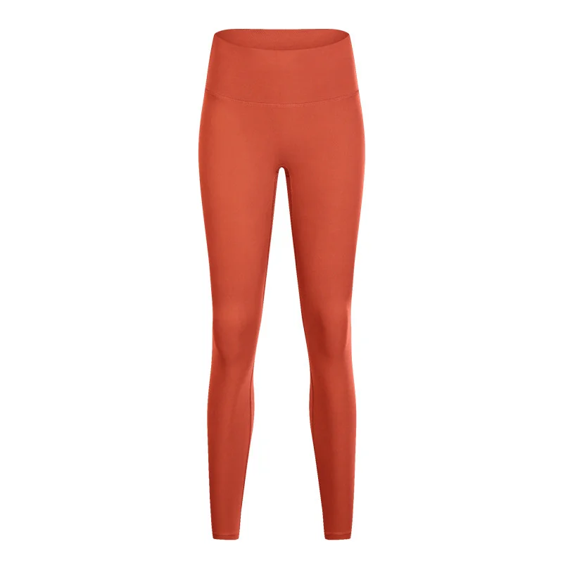 

2021 spring and summer new nude yoga pants women's no embarrassment line high waist hip lifting elastic fitness pants