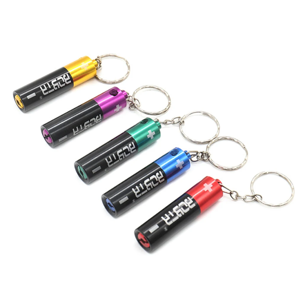 

100pcs/lot Wholesale Battery Shape Pipe Metal Smoking Pipes With Keychain Length 61mm Herb Tobacco Smoke Tubo Accessories