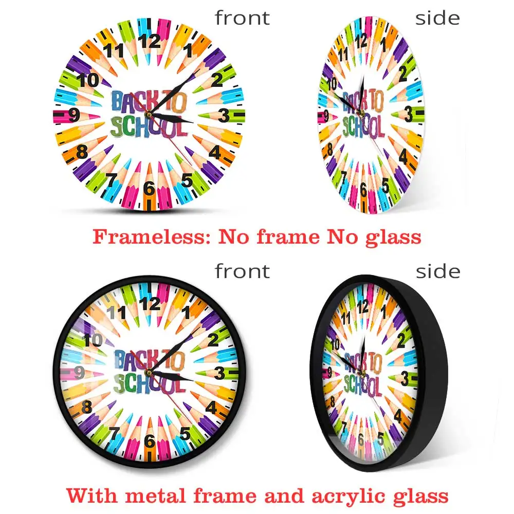 Цветные карандаши для школы декоративные часы цветные круглые бесшумные