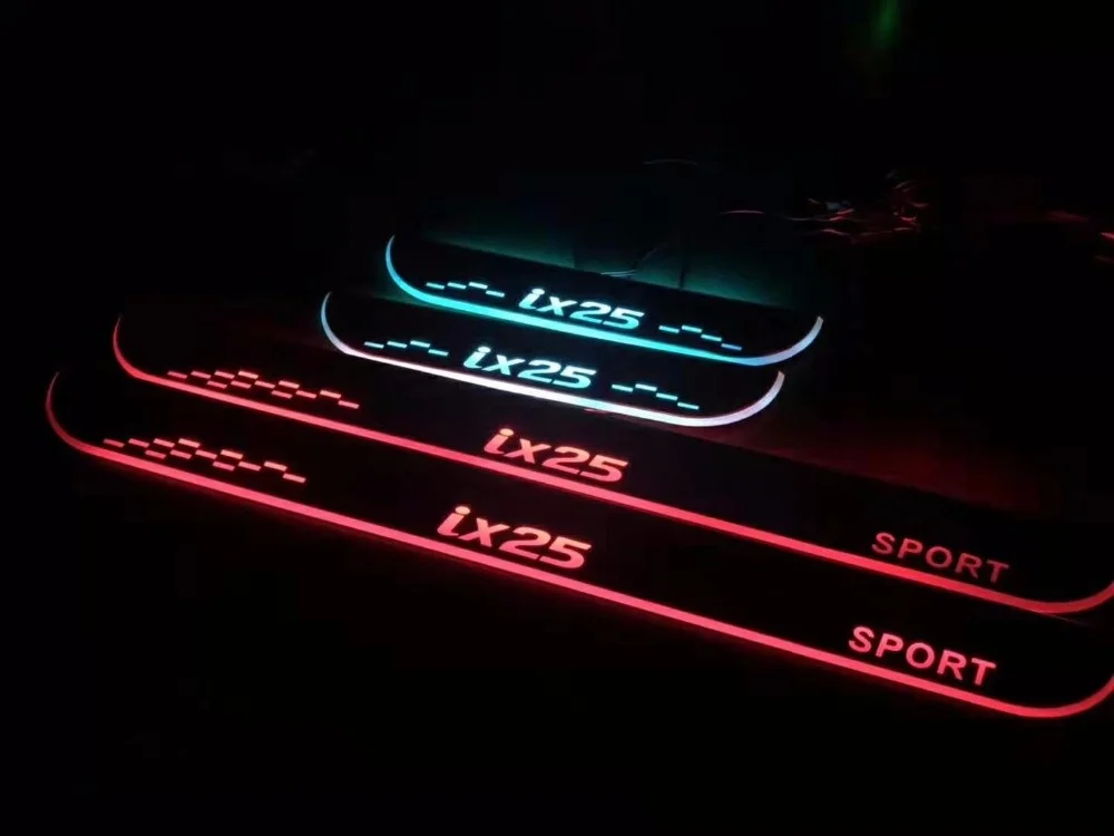 

Express delivery led door sill plate strip welcome light threshold guard protectors for Hyundai ix25