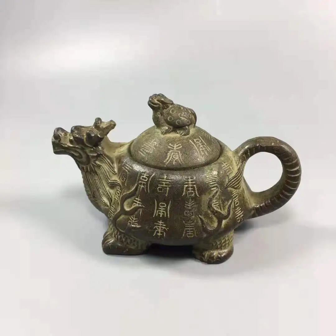 

Китайская античная коллекция, старый Бронзовый чайник с черепашкой дракона 11,5*8,5 см