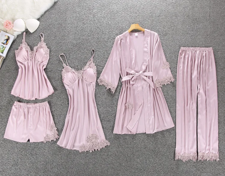 5 шт. Женский пижамный комплект на бретельках с топом и брюками | Женская одежда