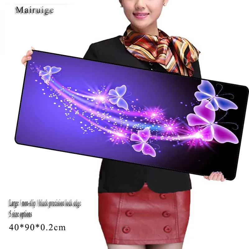 

Mairuige Shop Gaming Purple and Black Butterfly Mouse Tablet Pad Large Game Laptop Keyboard Mat 900*400*3MM for Dota LOL CS Go