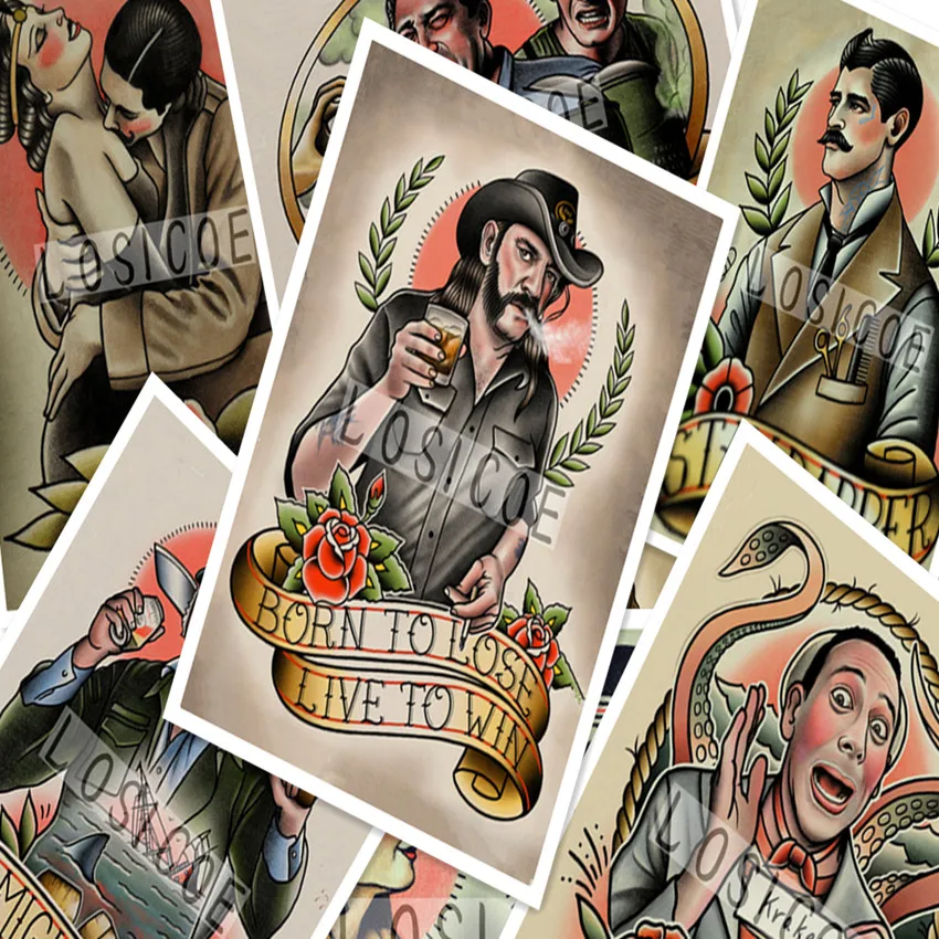 Креативные татуировки шаблон рукопись Винтаж крафт бумага плакат настенные