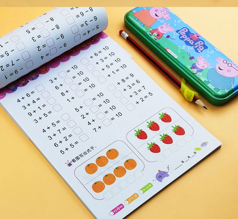 80 Pages / Book of Children's Addition and Subtraction Learning Math Students Handwriting Preschool Mathematics Exercise Books