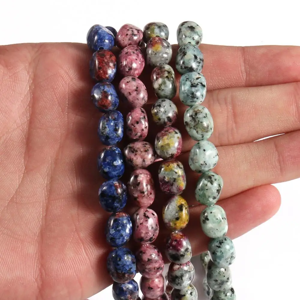 

Natural Stones 8-11mm Blue Spotted Jaspers Loose Irregular Beads for Jewelry Making DIY Bracelet Handicraft Accessories 15''