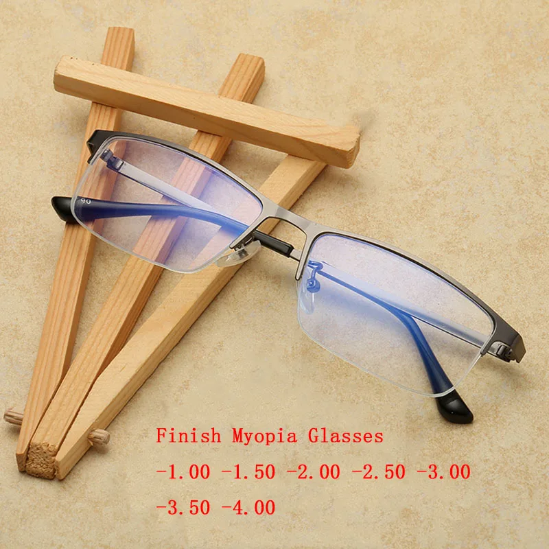

Finish Glasses Men Women Myopia Half Rim Metal Frame Short-sighted Eyeglasses Rectangle Optical Prescription Vintage Spectacles