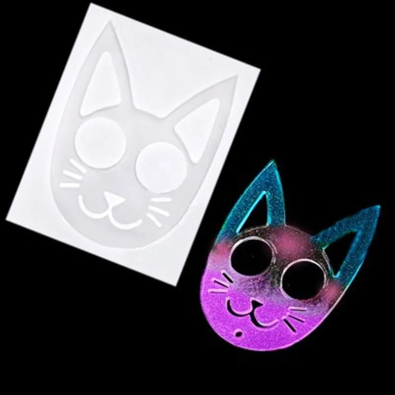 

Glossy Self Defense Cat Keychain Silicone Mold Cat Head Pendant Resin Epoxy Craft Mold DIY Polymer Clay Resin Crafting Mould