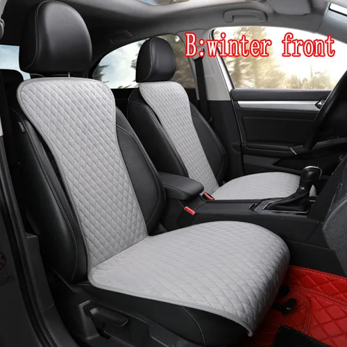 B winter grey front Не перемещается ткань чехол для сиденья автомобиля стекающаяся ткань/льняная подушка дышащий протектор коврик авто аксессуары универсальный размер - Название цвета: B winter grey front