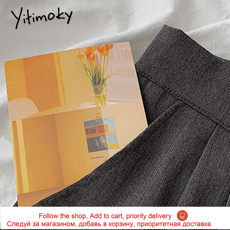

Yitimoky Lace Up Wide Leg Pants Women Pants High Waist Loose Bandage Black Streetwear Elastic Casual Pockets Summer 2021 New
