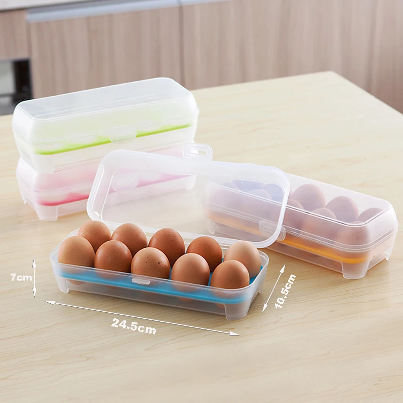 Kitchen Supplies 10 Grid Transparent Egg Refrigerator Storage Box Portable Outdoor Anti-collision Plastic Egg Box Food Container