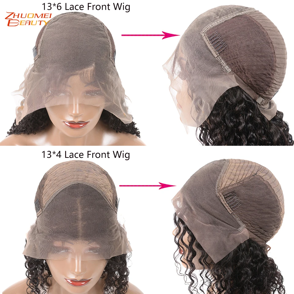 Парик с глубокой волной парики из человеческих волос на фронте кудрявые