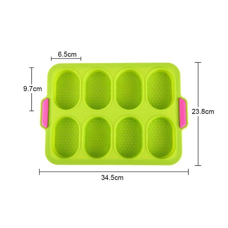 

New 8 Grids Baguette Loaf Baking Pan Bakery Tools Silicone Bread Baking Tray Bread Mold Forms Baking Non-stick Fench Tray O2F5