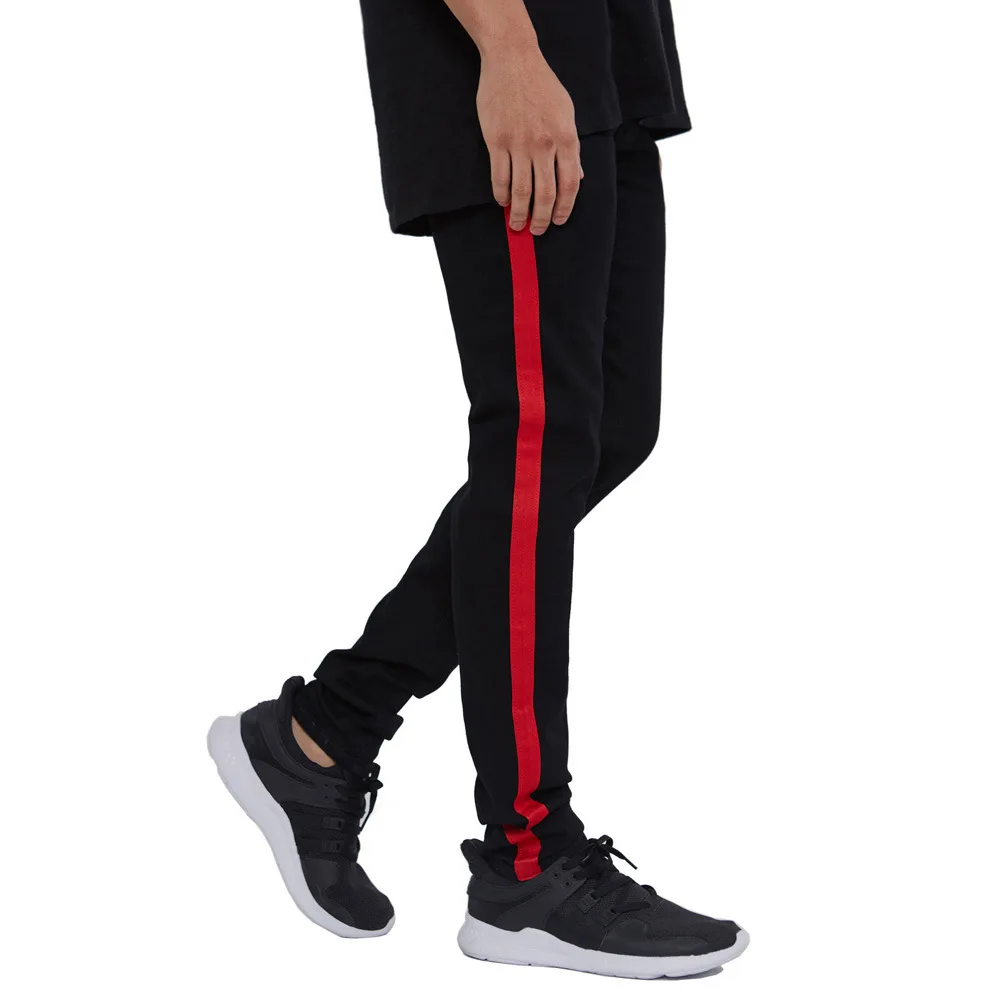 Модные дизайнерские облегающие мужские джинсы больших размеров в полоску