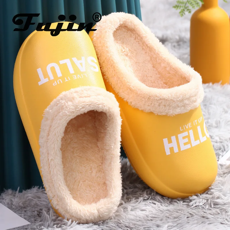 Fujin/женские и мужские домашние тапочки унисекс Детские теплые плюшевые на меху