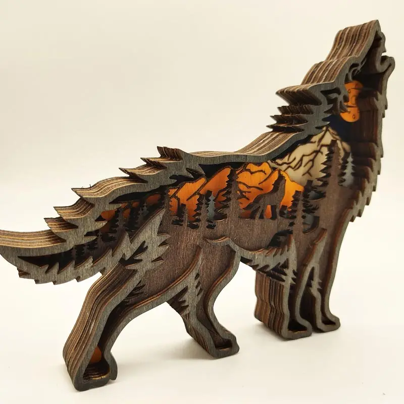 Рождественское украшение из цельной древесины резьба в виде животного ремесла