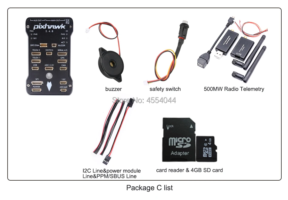 Pixhawk 2.4.8 PX4 PIX 32 бит Контроллер полета+ 3DR 100 мВт/500 МВт радиотелеметрия 433 МГц 915 МГц с 4 г SD переключатель безопасности зуммер PPM