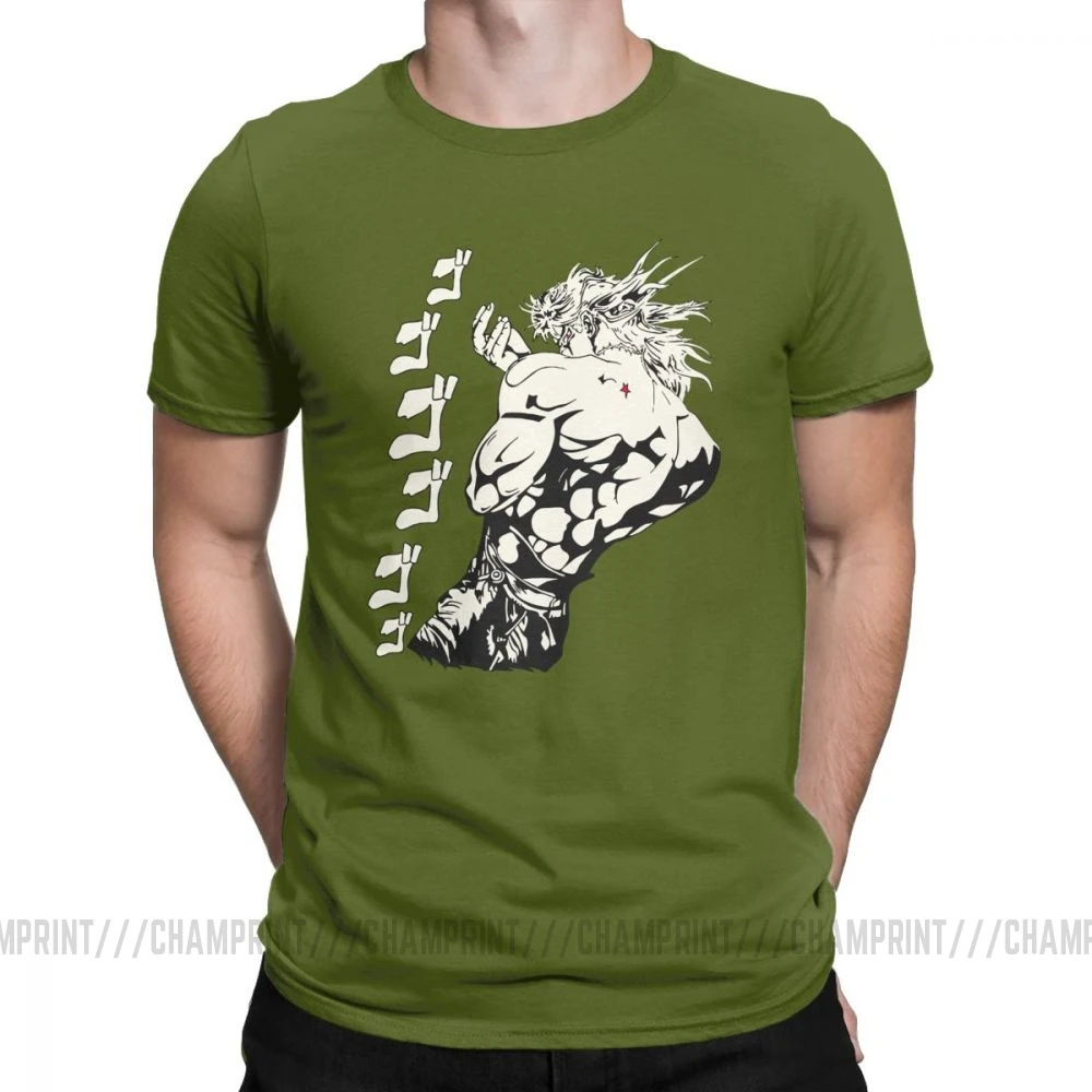 Dio Brando Jojos необычные футболки для приключений для мужчин из чистого хлопка футболка Joestar аниме Kujo крови отаку крестоносцев короткий рукав футболки - Цвет: Армейский зеленый