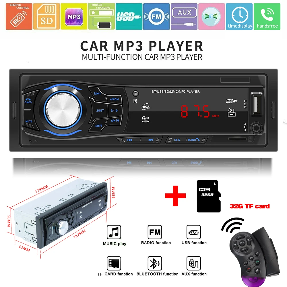 4*45 Вт 1 Din автомобильный стерео FM-радио Поддержка с дистанционным управлением автомобильный радиоприемник RCA аудио сабвуфер USB MP3-плеер Bluetooth автозапчасти 4*45 Вт 1 Din автомобильный стерео FM-радио Поддержка с дистанционным управлением автомобильный радиоприемник RCA аудио сабвуфер USB MP3-плеер Bluetooth автозапчасти