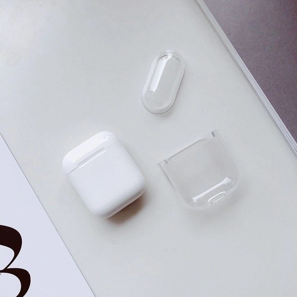 Прозрачный чехол для беспроводных наушников Apple AirPods 1 2 Жесткий Чехол ПК