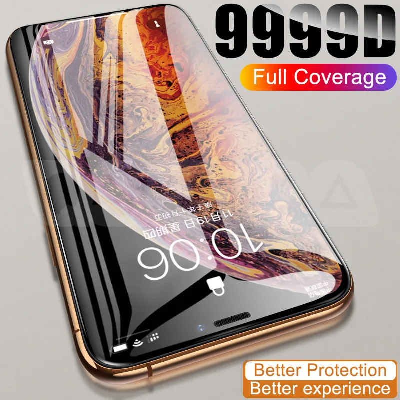 Изогнутое защитное закаленное стекло 9999D для iPhone 11 12 Pro XS Max X XR SE2 Защитное экрана 7 6